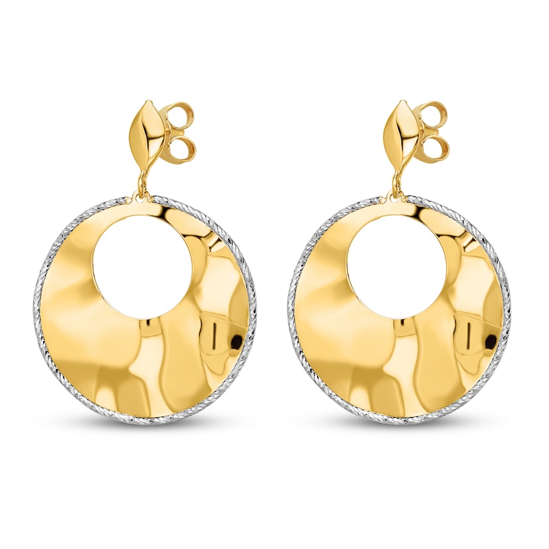 Main Image 2 of Textured Post Dangle Earrings 14K Two-Tone Gold