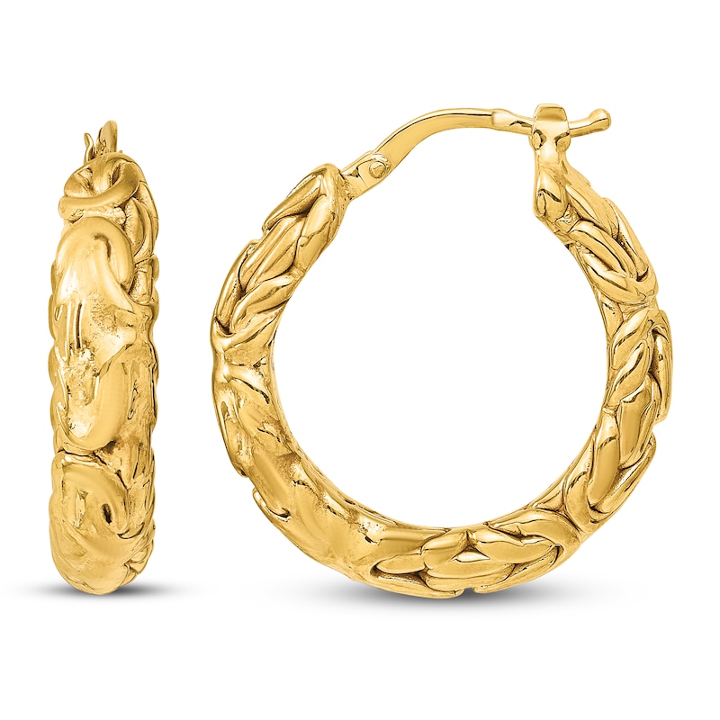 Textured Hoop Earrings 14K Yellow Gold