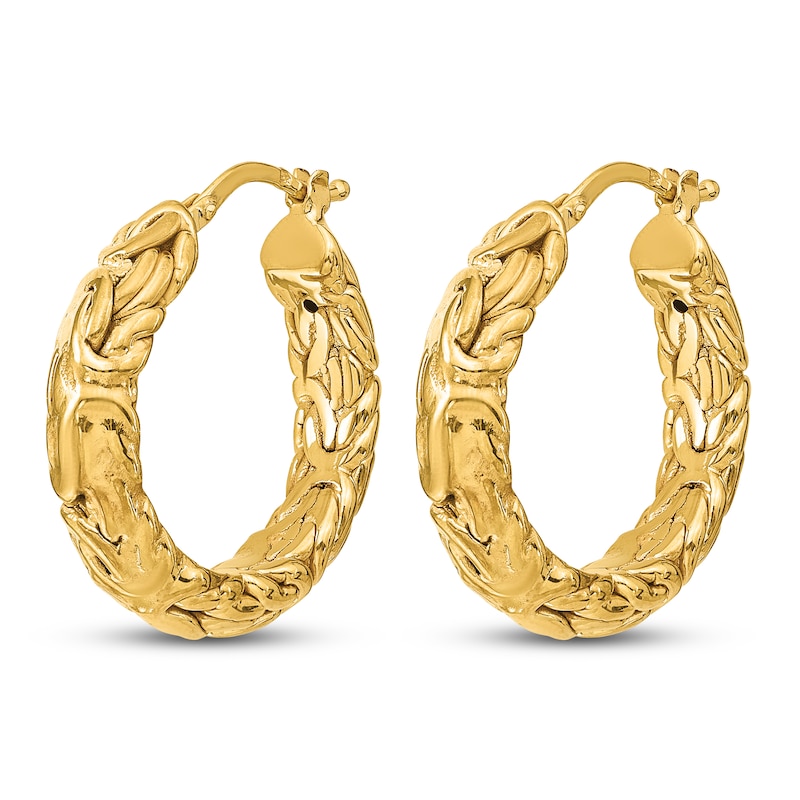 Textured Hoop Earrings 14K Yellow Gold