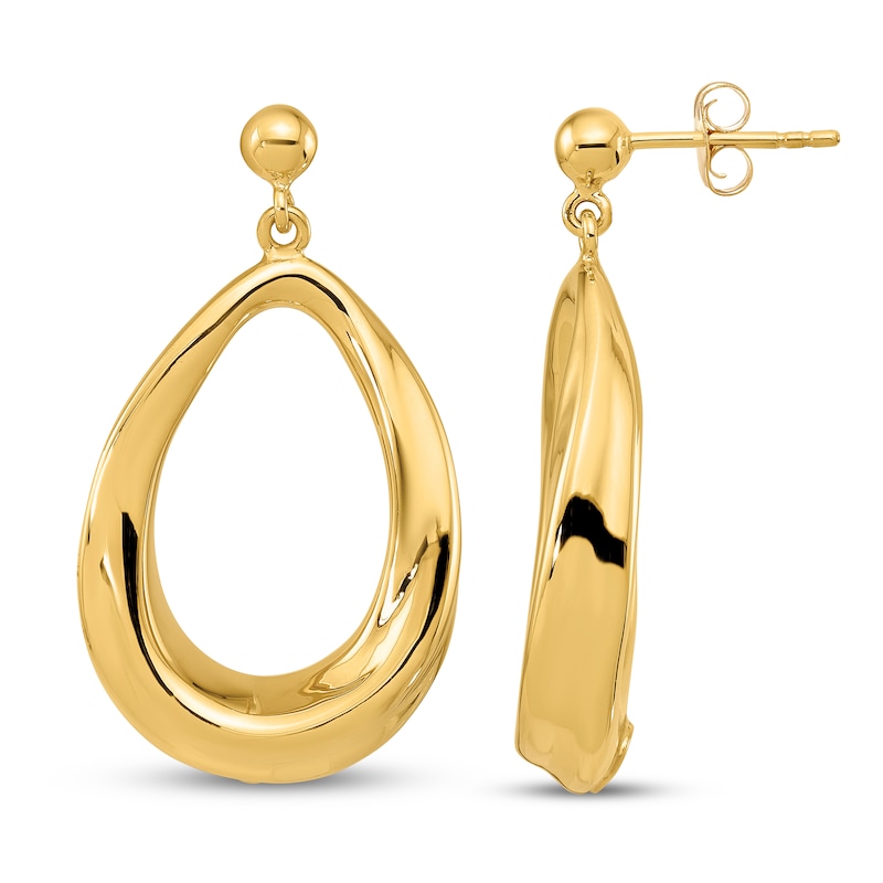 Post Dangle Earrings 14K Yellow Gold