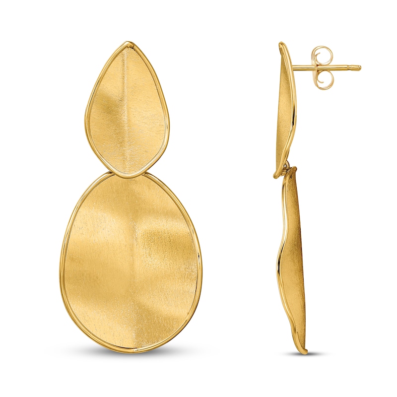 Main Image 1 of Textured Post Dangle Earrings 14K Yellow Gold