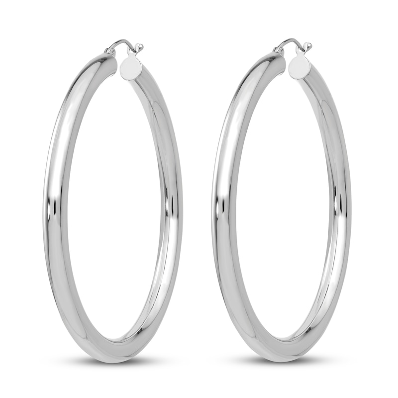 Main Image 2 of Lightweight Tube Hoop Earrings 14K White Gold