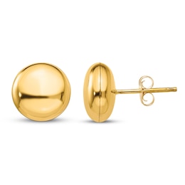 Button Stud Earrings 14K Yellow Gold