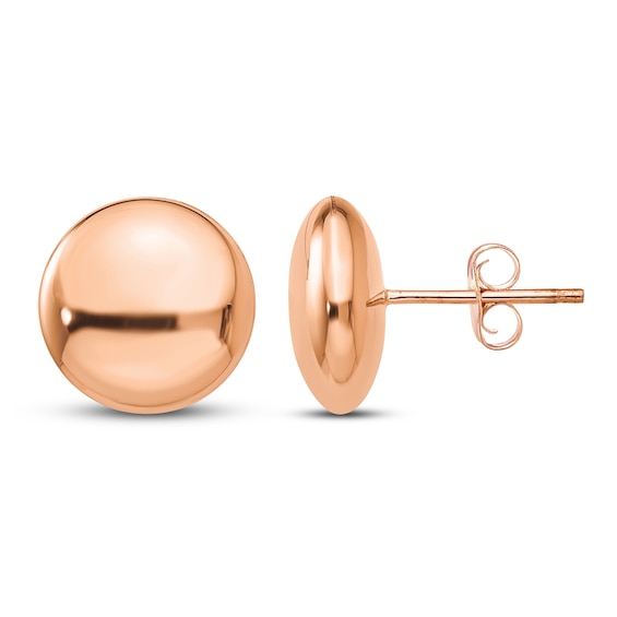Button Stud Earrings 14K Rose Gold