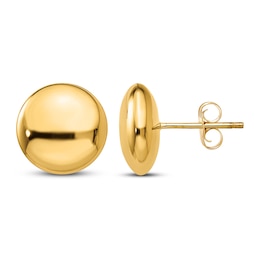 Button Stud Earrings 14K Yellow Gold