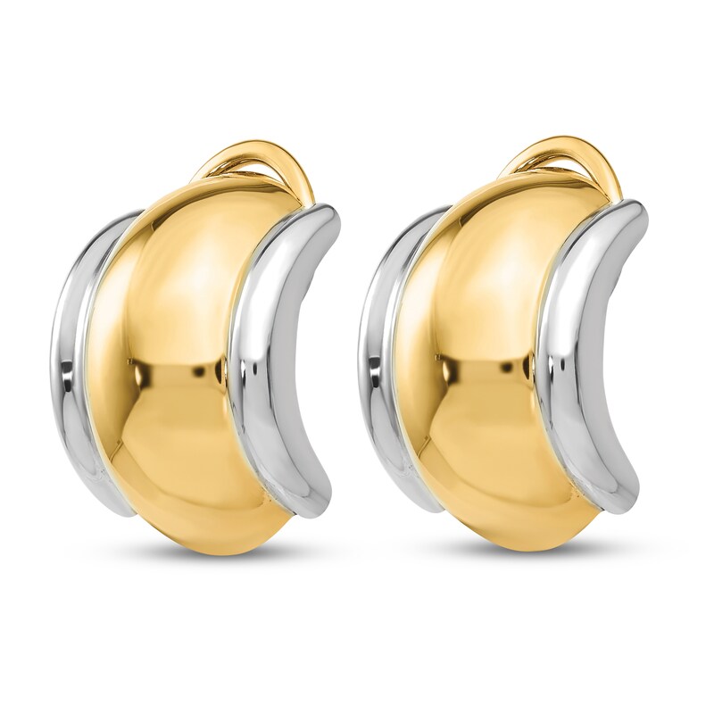 Main Image 2 of Omega Clip Hoop Earrings 14K Two-Tone Gold 16mm