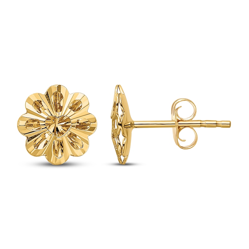 Main Image 1 of Diamond-cut Stud Earrings 14K Yellow Gold
