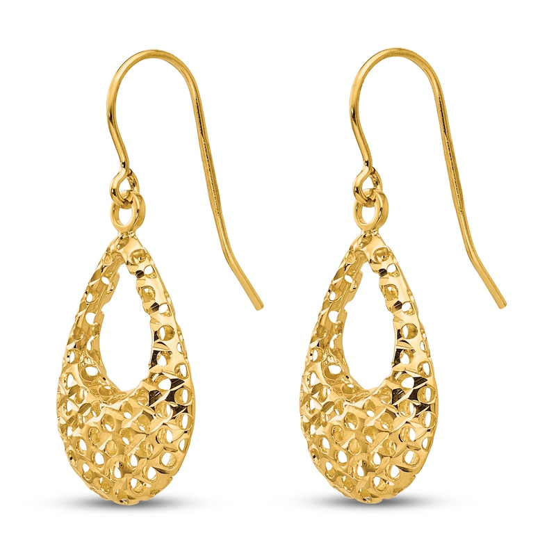 Main Image 2 of Diamond-cut Shepherd Hook Earrings 14K Yellow Gold