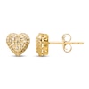 Diamond-cut Heart Stud Earrings 14K Yellow Gold