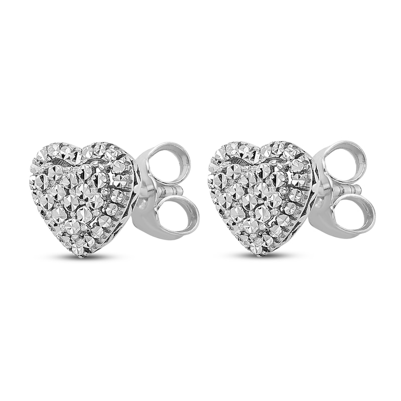 Main Image 2 of Diamond-cut Heart Stud Earrings 14K White Gold