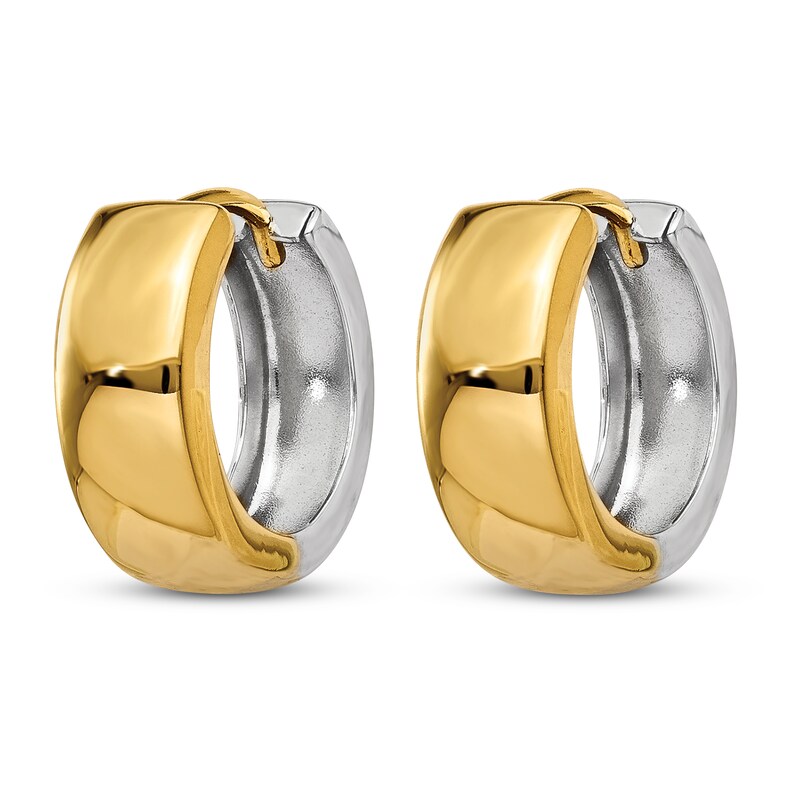 Main Image 2 of Hinged Huggie Hoop 14K Two-Tone Gold