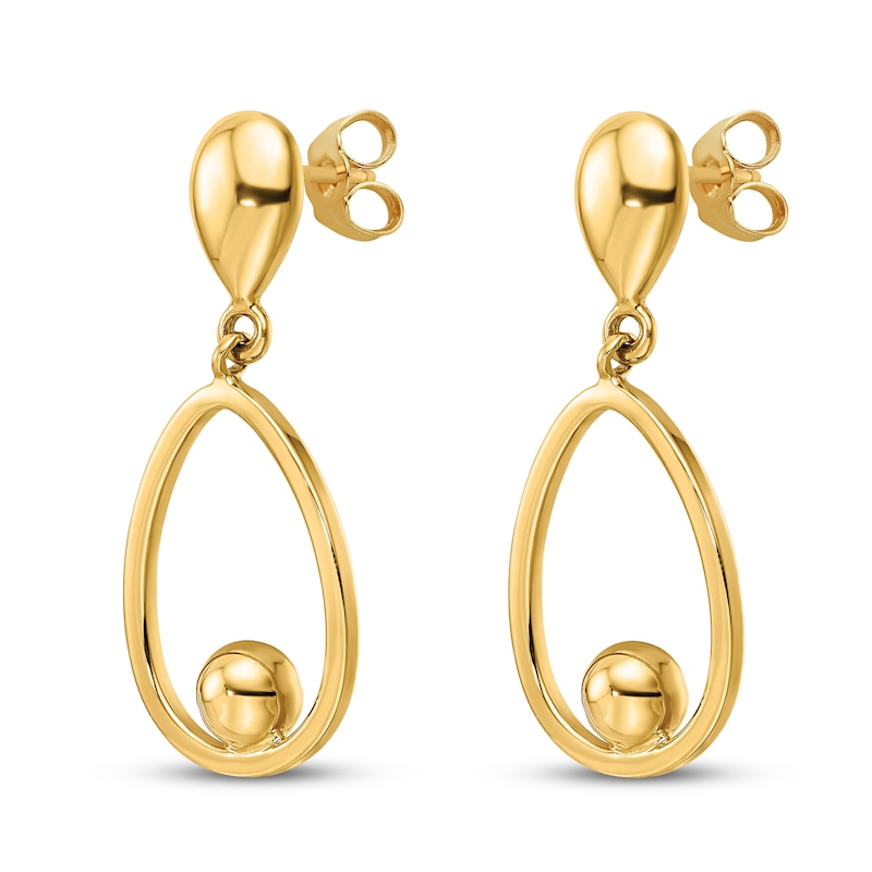 Main Image 2 of Oval Round Ball Dangle Earring 14K Yellow Gold