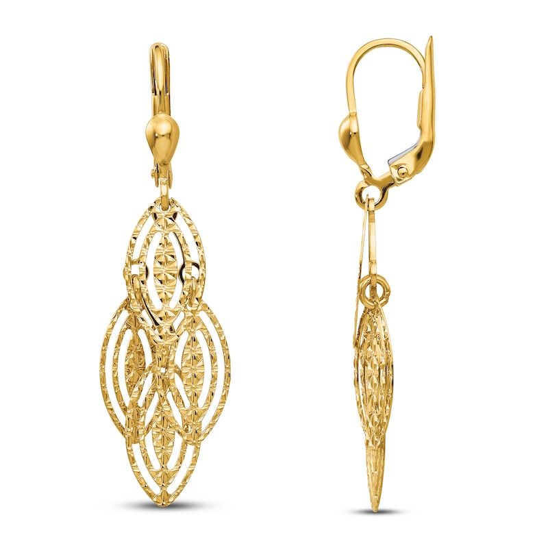 Main Image 1 of Textured and Dangle Earrings 14K Yellow Gold