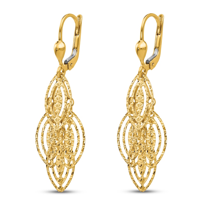Main Image 2 of Textured and Dangle Earrings 14K Yellow Gold