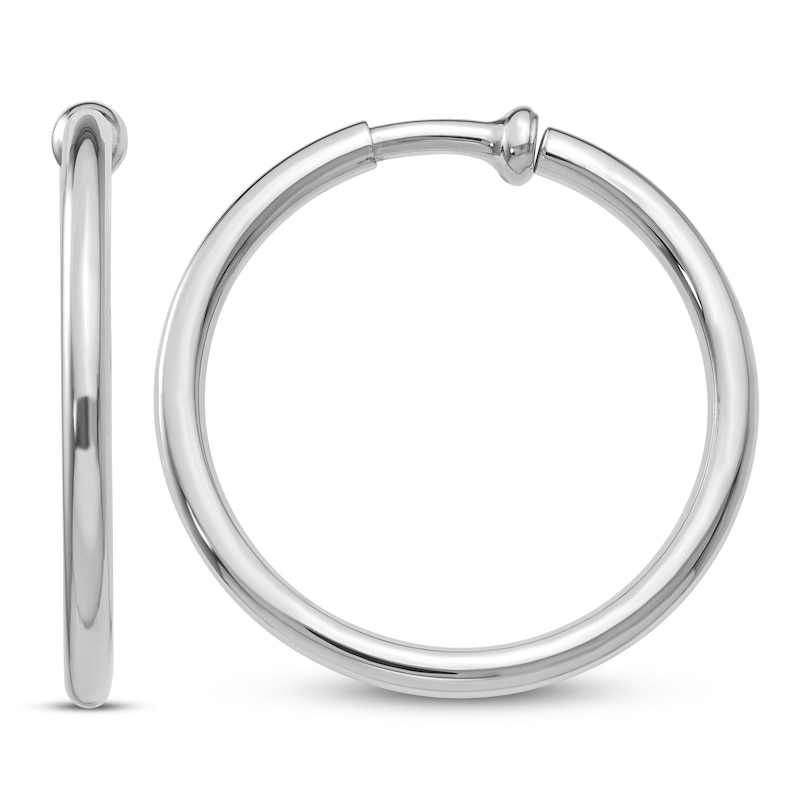 Main Image 1 of Non-Pierced Hoops Earrings 14K White Gold