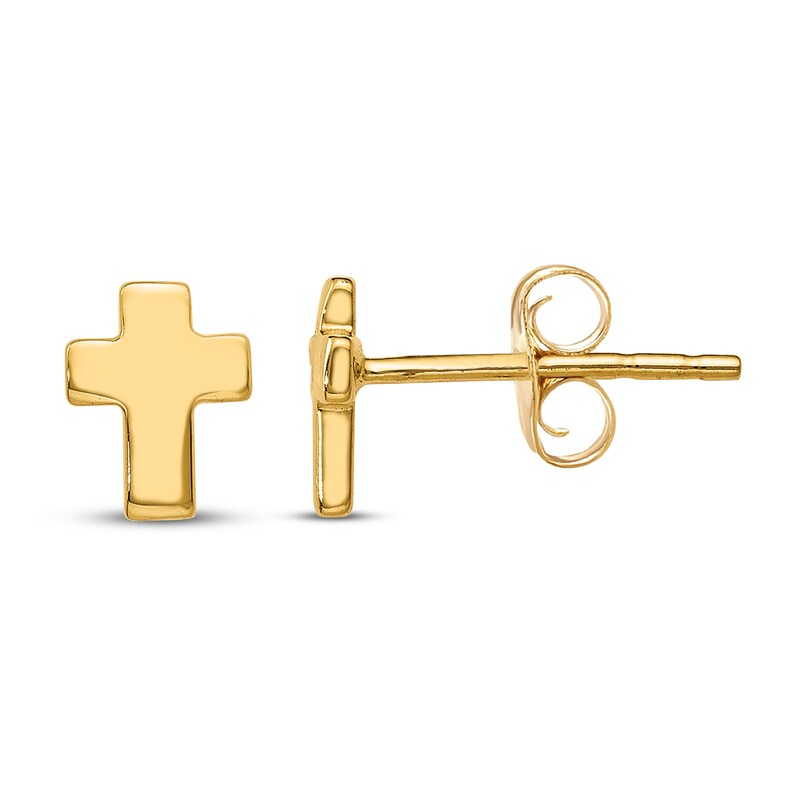 Main Image 1 of Cross Stud Earrings 14K Yellow Gold