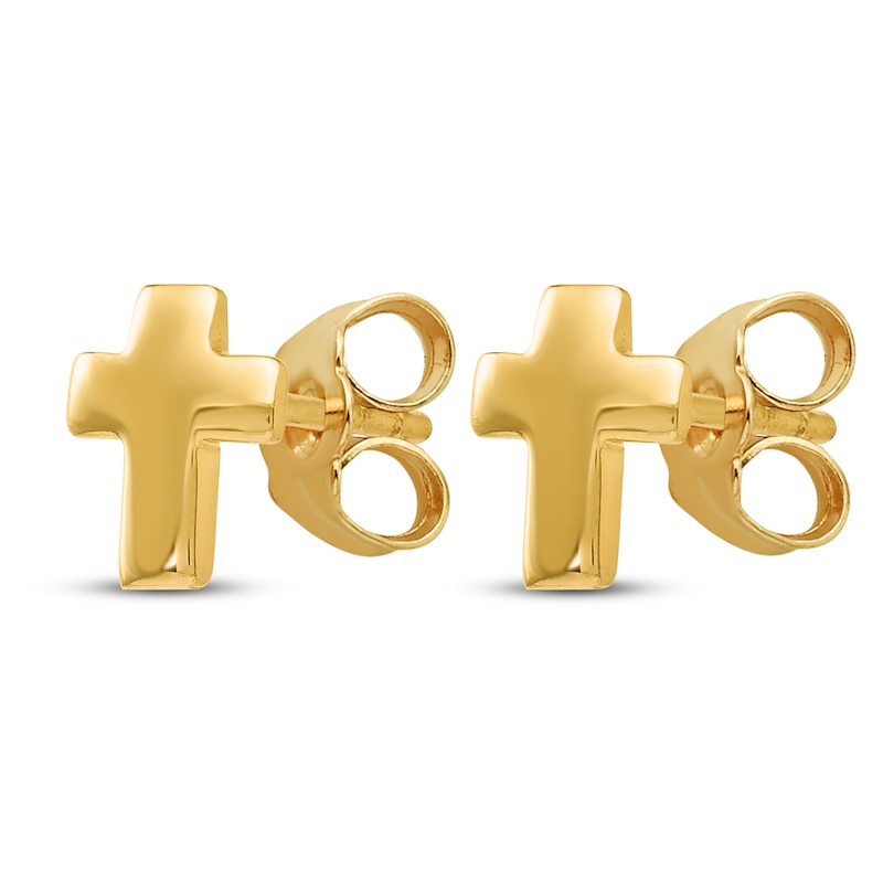 Main Image 2 of Cross Stud Earrings 14K Yellow Gold