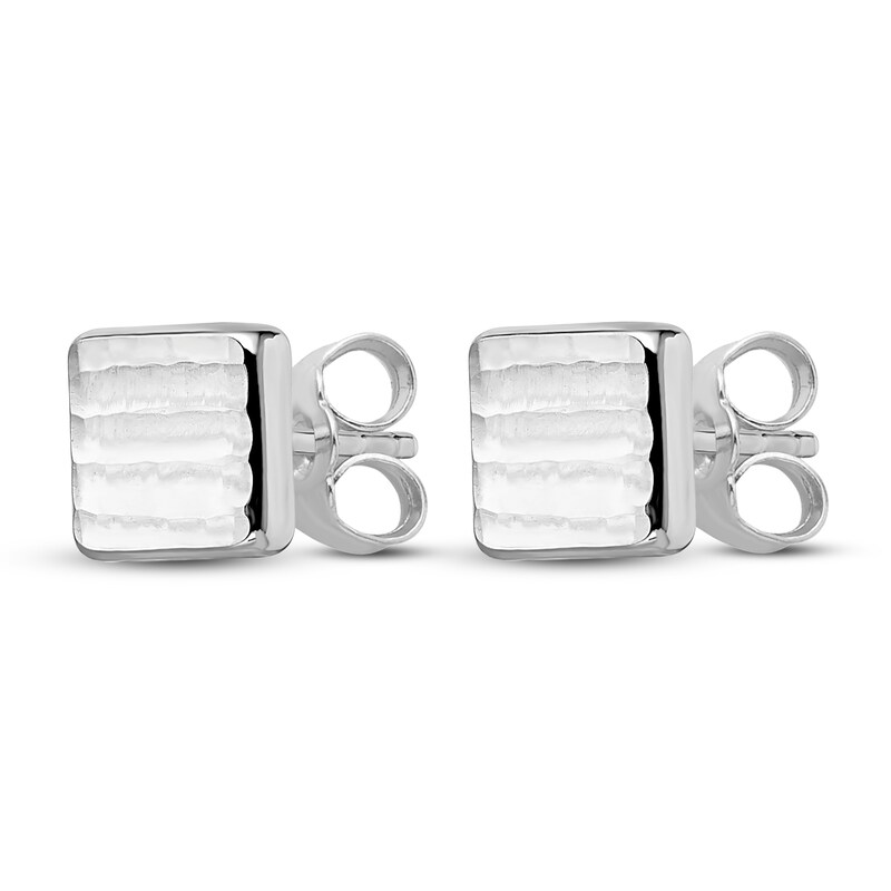 Main Image 2 of Square Stud Earrings 14K White Gold