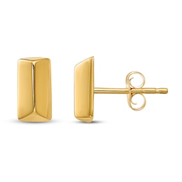 Fancy Bar Stud Earrings 14K Yellow Gold