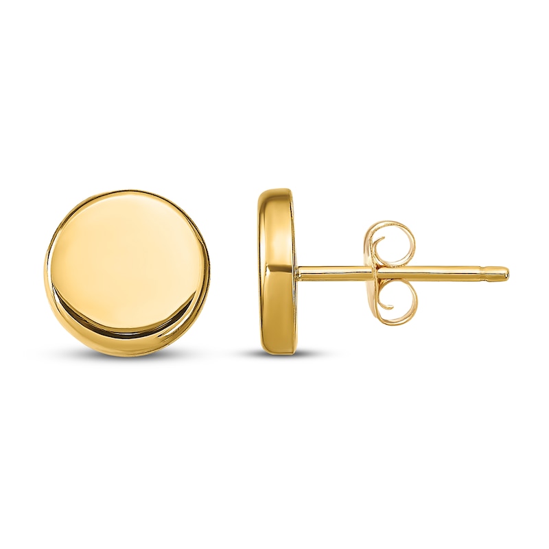 Main Image 1 of Button Disc Stud Earrings 14K Yellow Gold