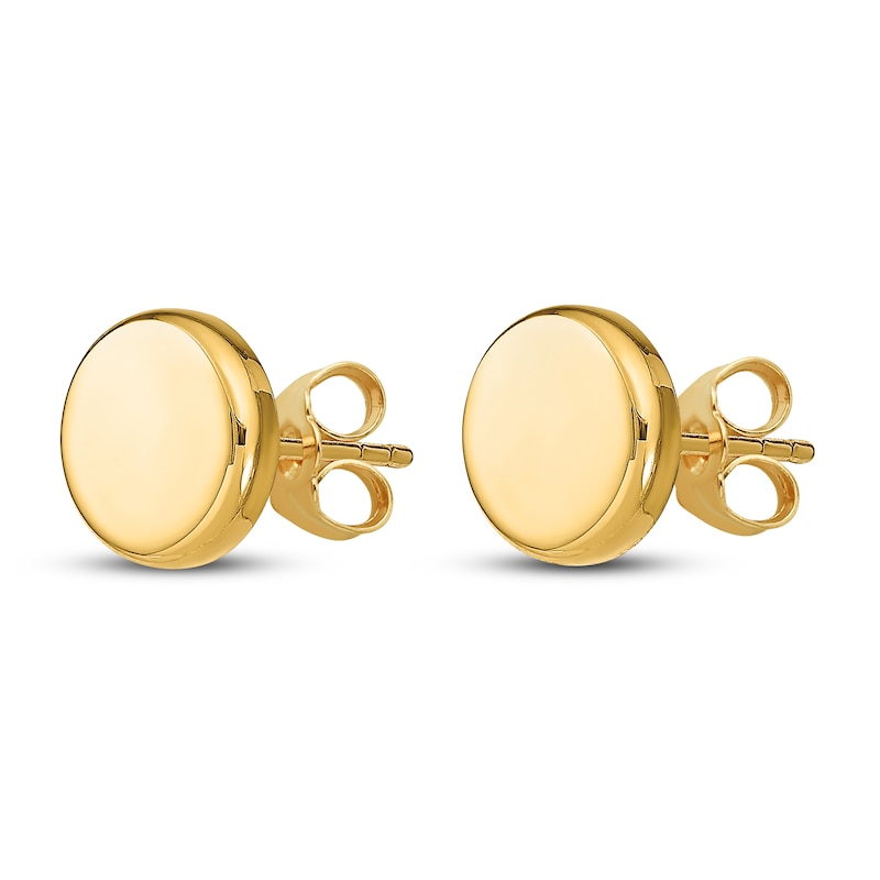 Flat Disc Stud Earrings in 14K Gold (13mm) - Gold