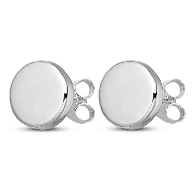 Main Image 2 of Button Disc Stud Earrings 14K White Gold