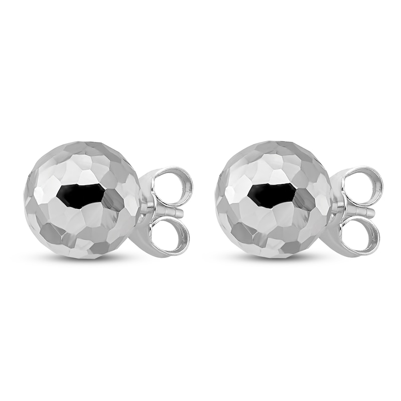 Main Image 2 of Faceted Ball Stud Earrings 14K White Gold