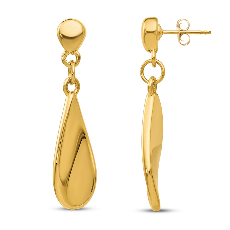 Main Image 1 of Tear Drop Dangle Earrings 14K Yellow Gold