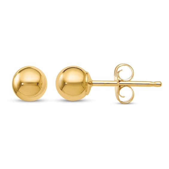 14k Yellow Gold Ball Stud Earrings With Screwbacks 4mm 5mm 