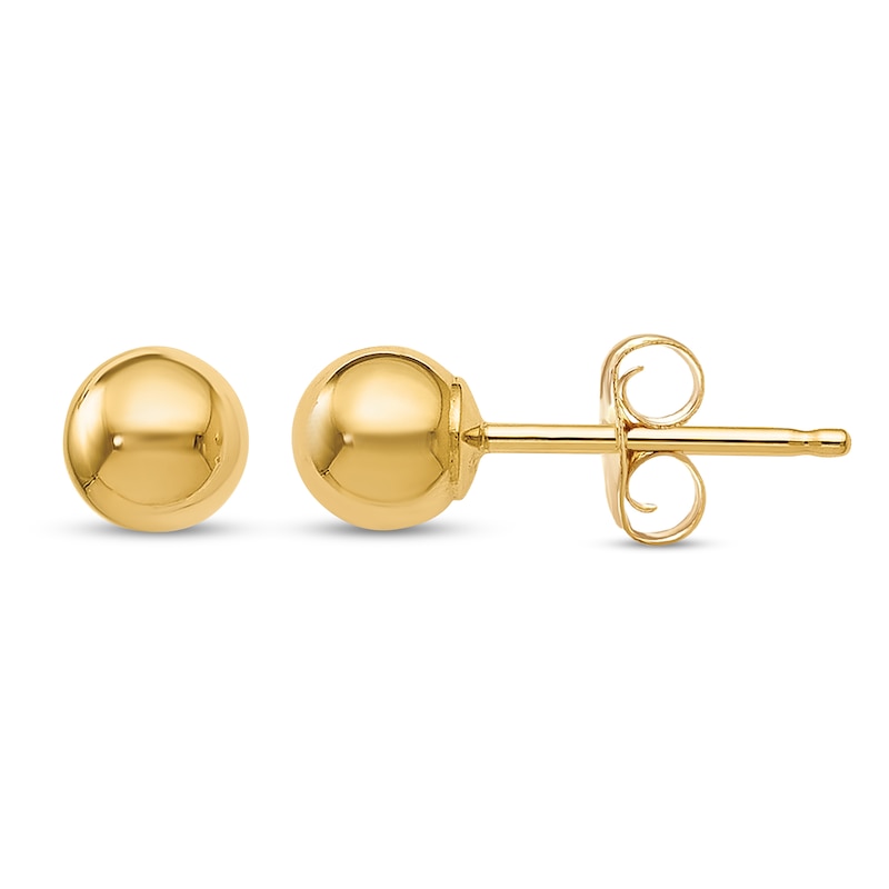 Round Diamond Solid Gold Earring, Flat Earring Backs, Nap Earrings, Gold Sleeper Earrings, 14K Yellow Gold, 14K White Gold - 5mm 6.5mm 8mm, 14K Yellow