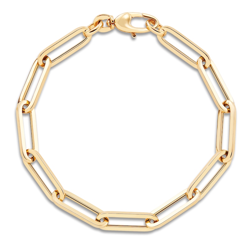 Italia D'Oro Hollow Paperclip Bracelet 14K Yellow Gold