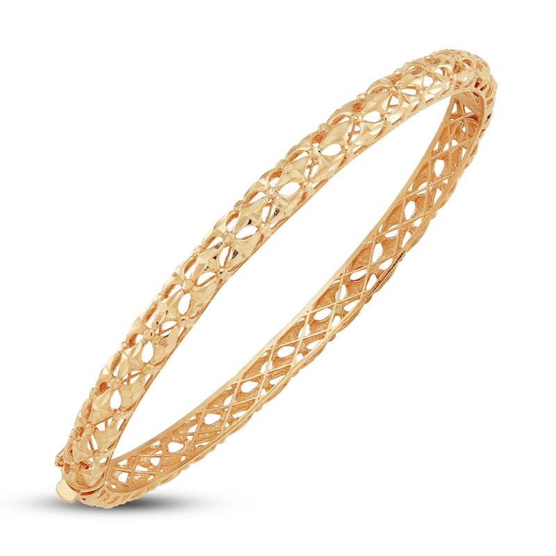 Italia D'Oro Pierced Bangle Bracelet 14K Yellow Gold