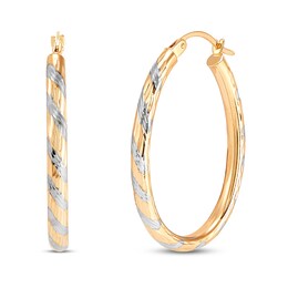 Oval Tube Hoop Earrings 14K Gold