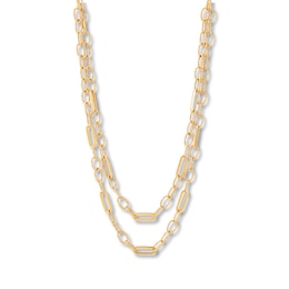 Italia D'Oro Paper Clip Chain Necklace 14K Yellow Gold 18&quot;