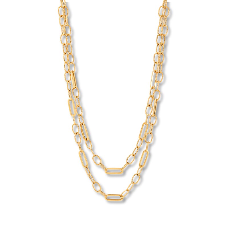 Main Image 1 of Italia D'Oro Link Chain Necklace 14K Yellow Gold 18&quot;