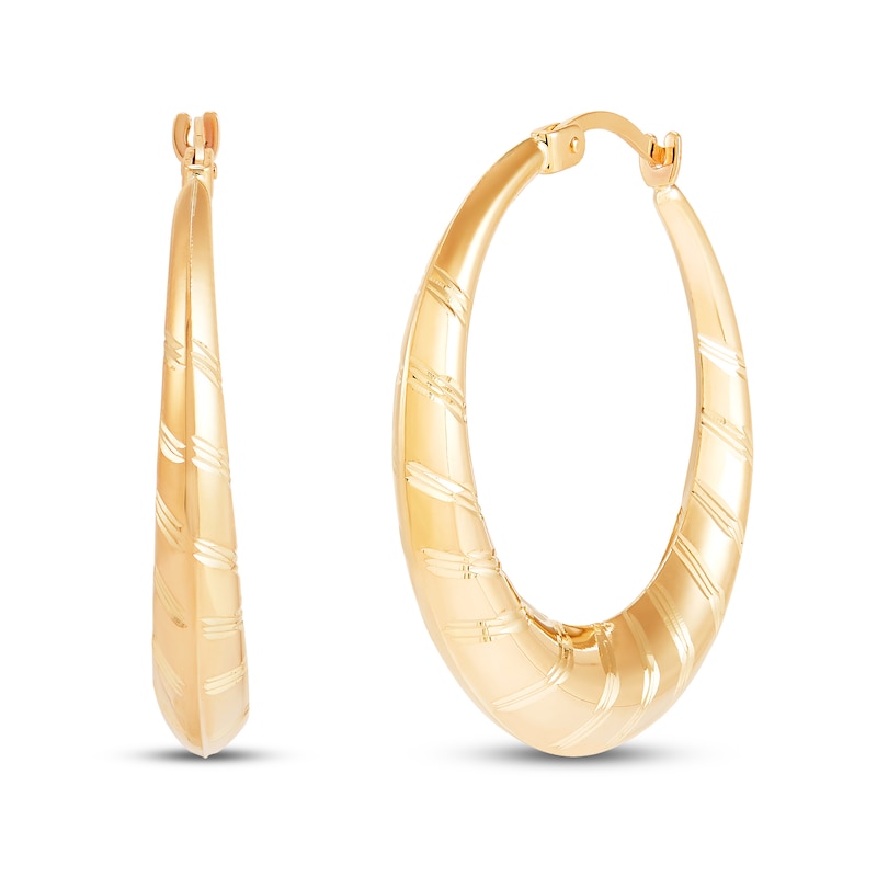 Main Image 1 of Round Hoop Earrings 10K Yellow Gold