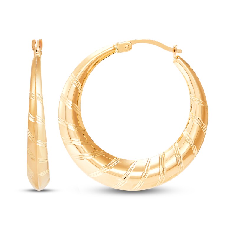 Main Image 2 of Round Hoop Earrings 10K Yellow Gold