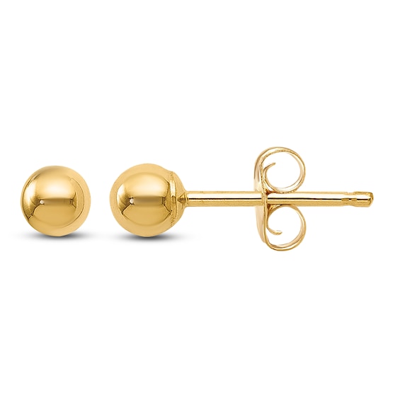 14K Gold Ball Stud Earrings Safety Silicone Gold Backs Stud Earrings 3mm / Yellow Gold