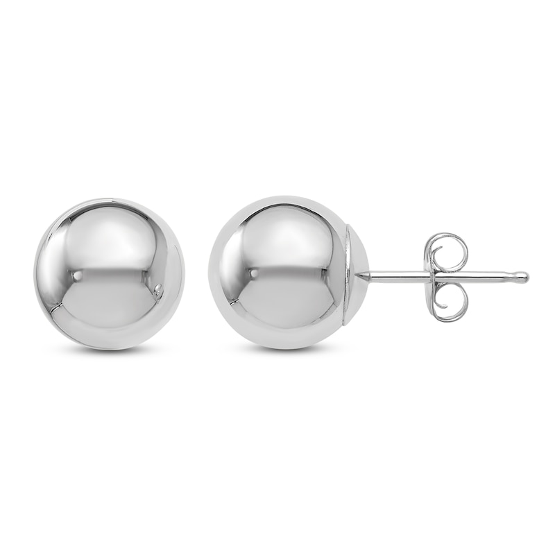 Main Image 1 of Ball Stud Earrings 14K White Gold 8MM