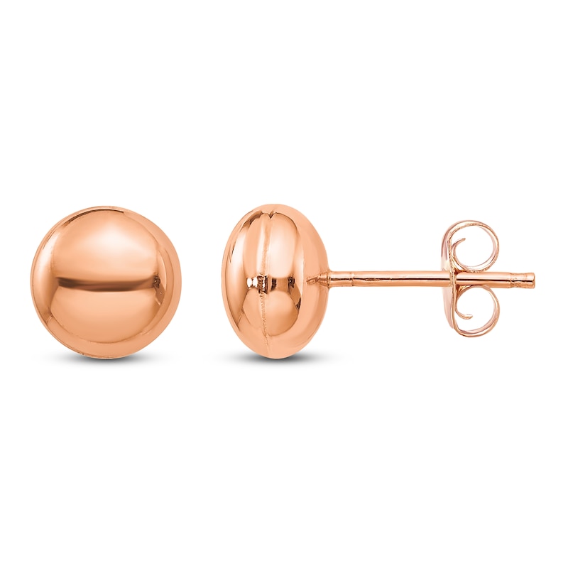 Main Image 1 of Button Stud Earrings 14K Rose Gold 8MM