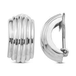 Clip-On Ball Hoop Earrings 14K White Gold