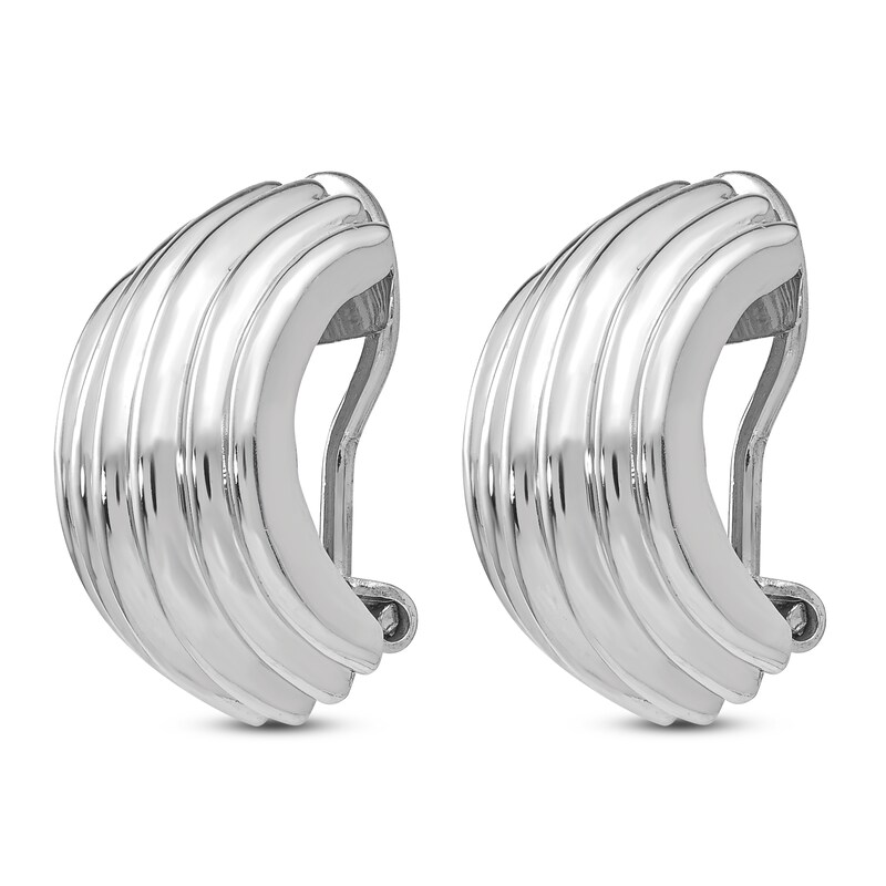 Main Image 2 of Clip-On Ball Hoop Earrings 14K White Gold