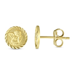 Diamond-Cut Angel Stud Earrings 14K Yellow Gold