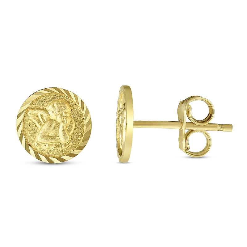 Main Image 1 of Diamond-Cut Angel Stud Earrings 14K Yellow Gold