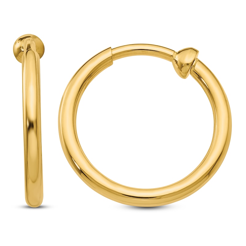 Main Image 1 of Clip-On Hoop Earrings 14K Yellow Gold