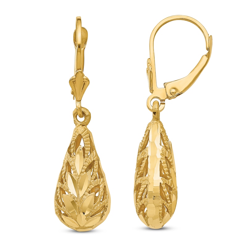 Main Image 1 of Diamond-Cut Dangle Earrings 14K Yellow Gold