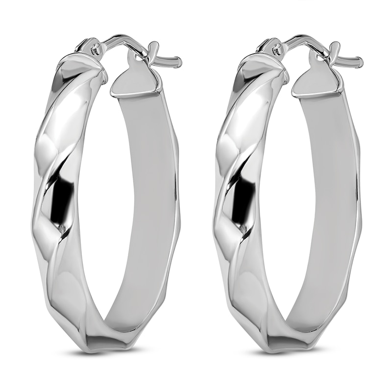 Main Image 2 of Polished & Twisted Oval Hoop 14K White Gold