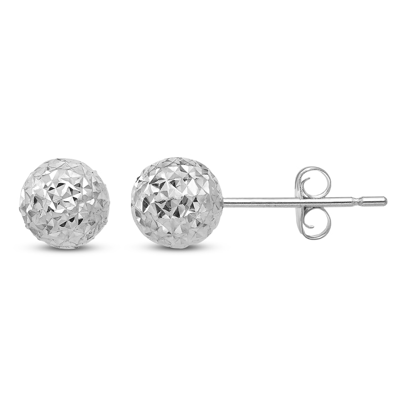 Main Image 1 of Diamond-Cut Ball Stud Earrings 14K White Gold