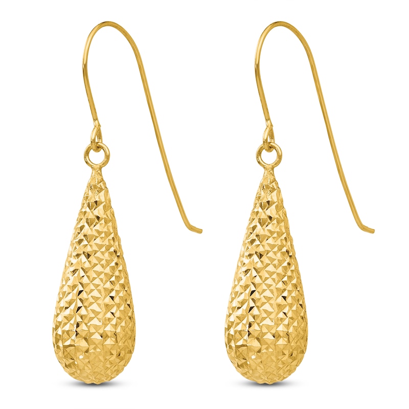 Main Image 2 of Diamond-Cut Teardrop Dangle Earrings 14K Yellow Gold
