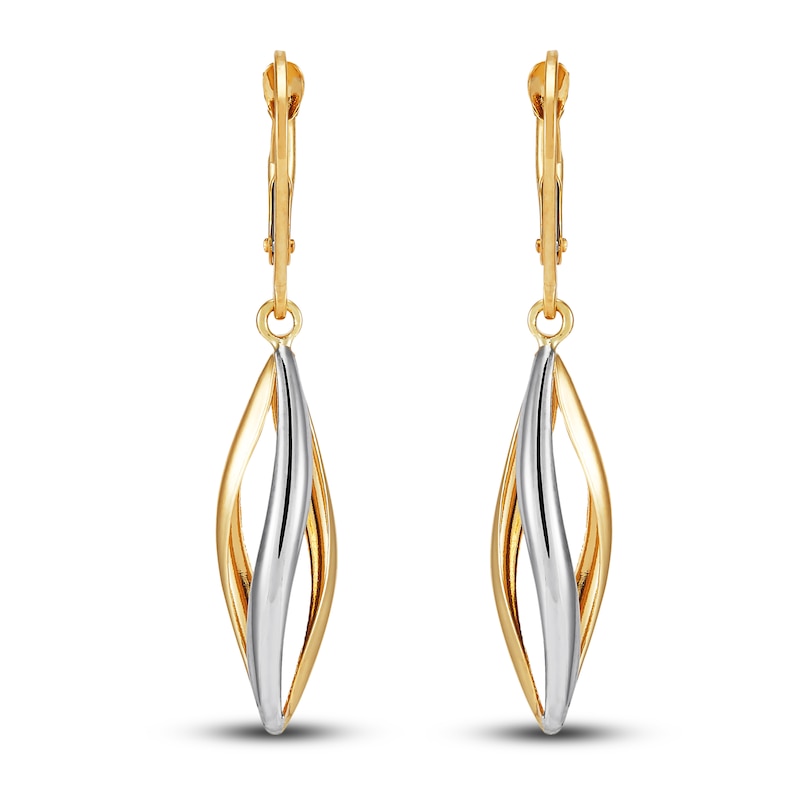 Main Image 2 of Marquise Swirl Drop Earrings 14K Two-Tone Gold
